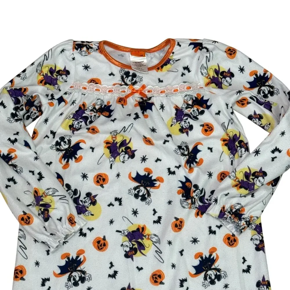 Disney Mickey Minnie Mouse Halloween Girls Size 8 Witch Pumpkins Long Nightgown - Picture 2 of 4